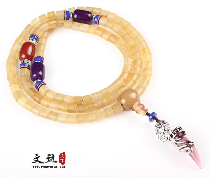 自然羊角藏式民族风念珠手链饰品